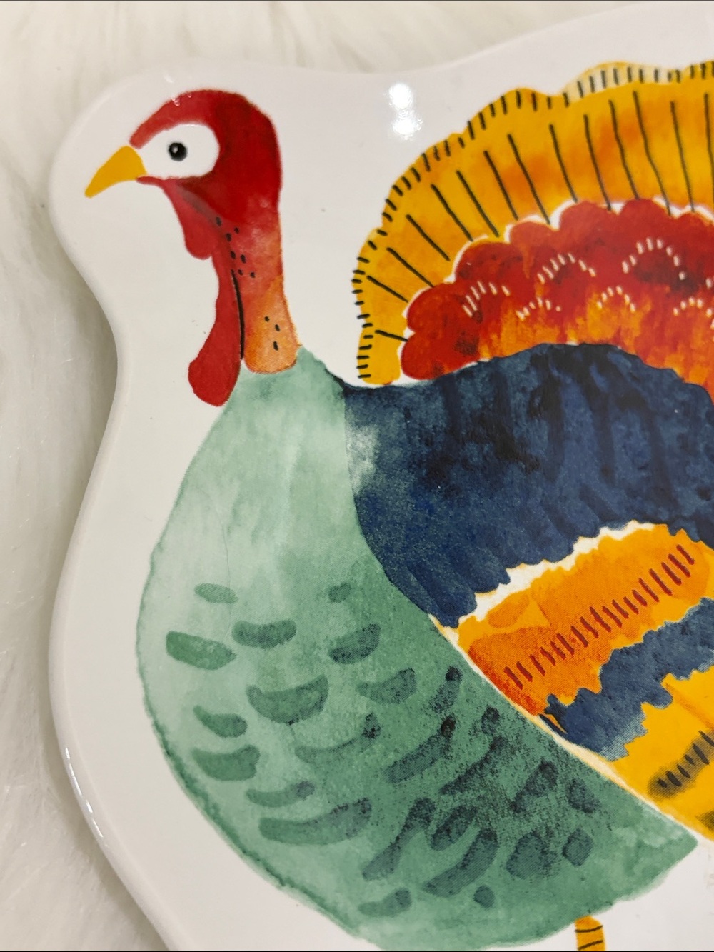Colorful Turkey Ceramic Serving Dish - Multicolor - Picture 5 of 8